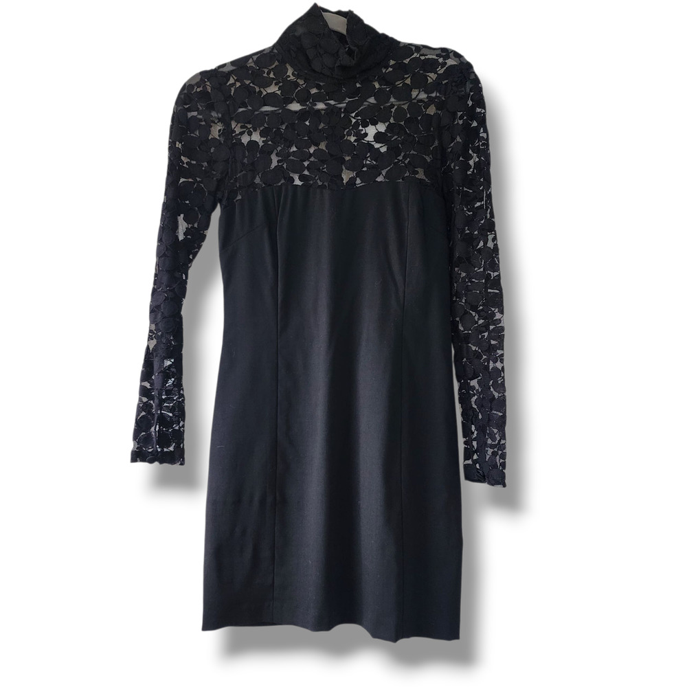 Mara Hoffman Lace‎ trim Mini Dress $495 black whimsy goth Romantic vamp size XS